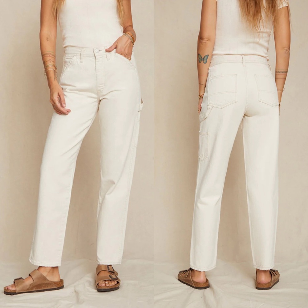 AMO Straight Leg White Carpenter Jeans